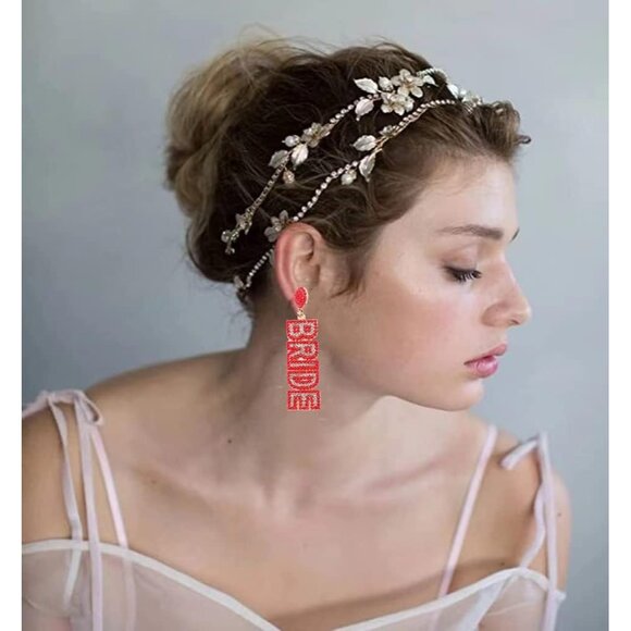 Letter Red Non Piercing Rhinestone Star Clip on Earring Cartilage Jewelry Gift - Picture 2 of 6